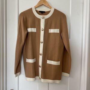 ANN TAYLOR ✨Elegant Tan and Cream Women's Cardigan Jacket
